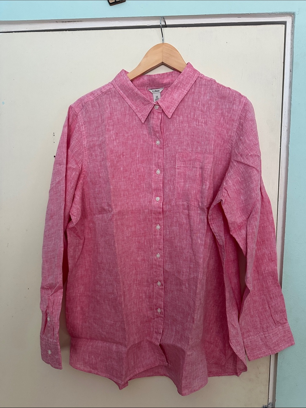 L.L.Bean Rose Pink Linen Blend Shirt
